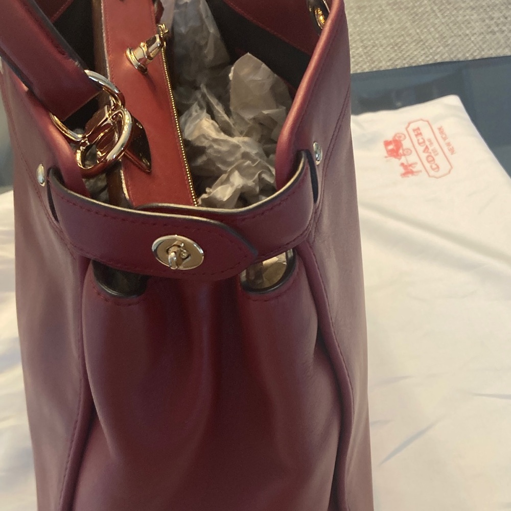 Coach Red Gramercy Leather Satchel - Picture 6 of 9